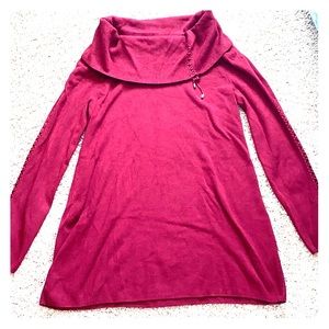 WHBM Dark Red Cowl Neck Tunic Sweater